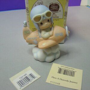 Precious Moments HAVE A HEAVENLY JOURNEY 12416R - Boy Airplane on Cloud 1998